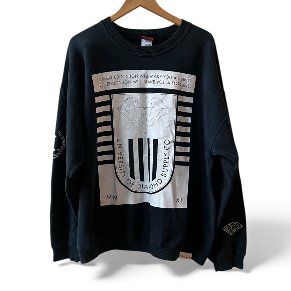 Diamond Supply Co. Sweatshirt Sz XL Black Graphic Print Vintage